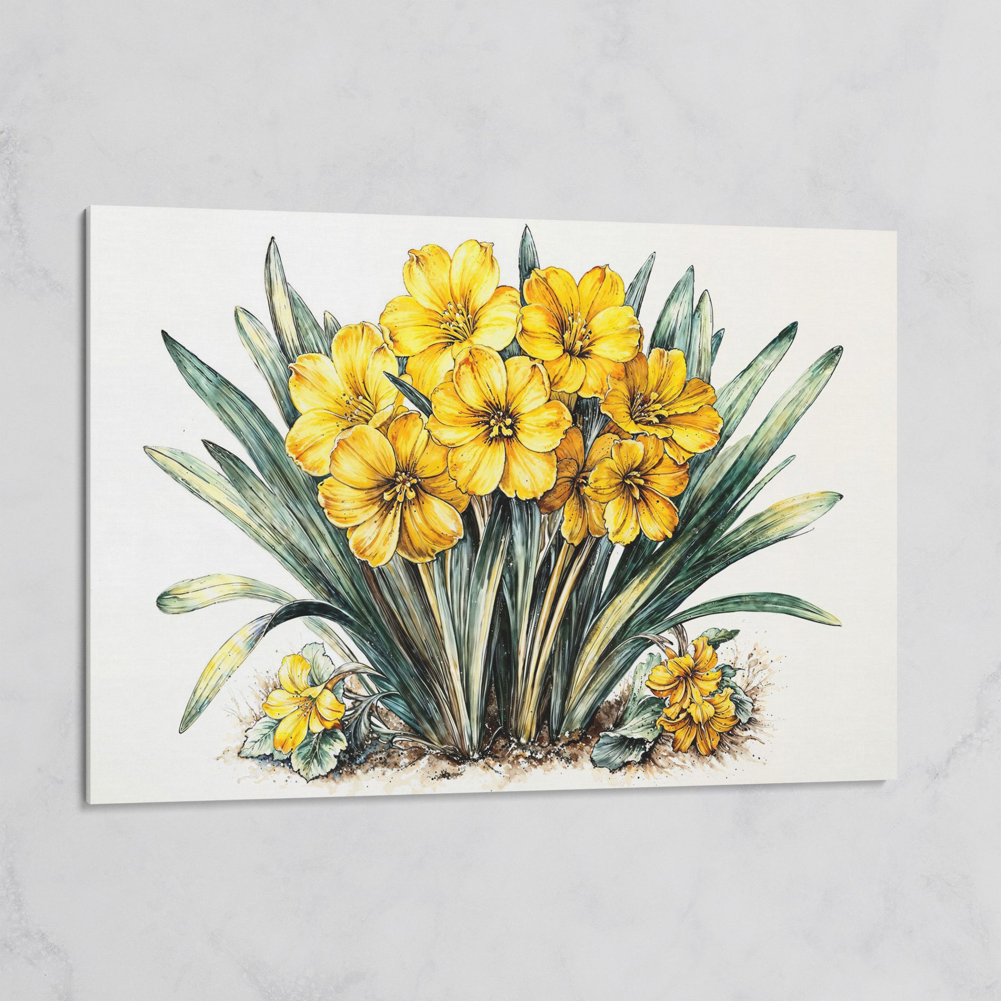Yellow Blossoms Wildflower Canvas Print on gallery wrap
