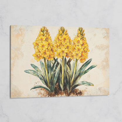 Yellow Hyacinth Botanical Canvas for Kitchen on gallery wrap
