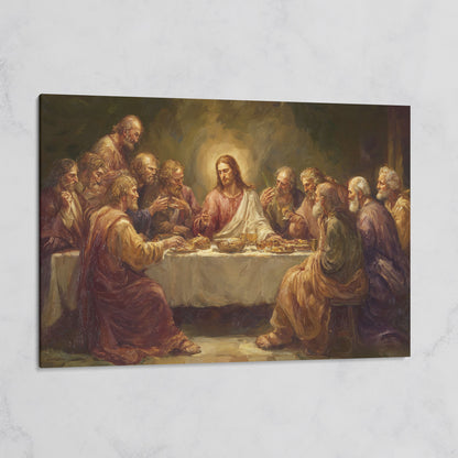 The Last Supper Canvas Wall Art, Jesus and Disciples Scene on gallery wrap