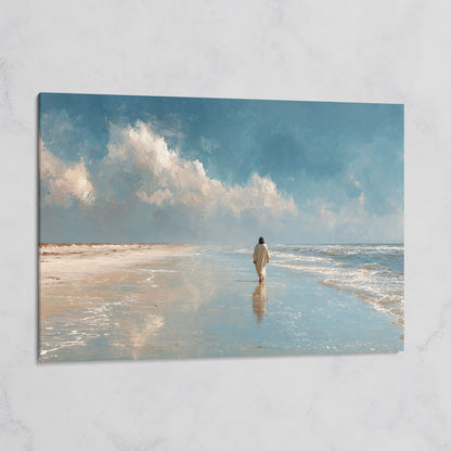 Jesus Walking on the Beach Canvas Wall Art on gallery wrap