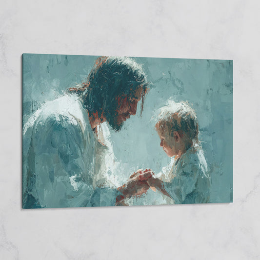 Jesus and Child Canvas Art, Christian Wall Decor for Home or Nursery on gallery wrap