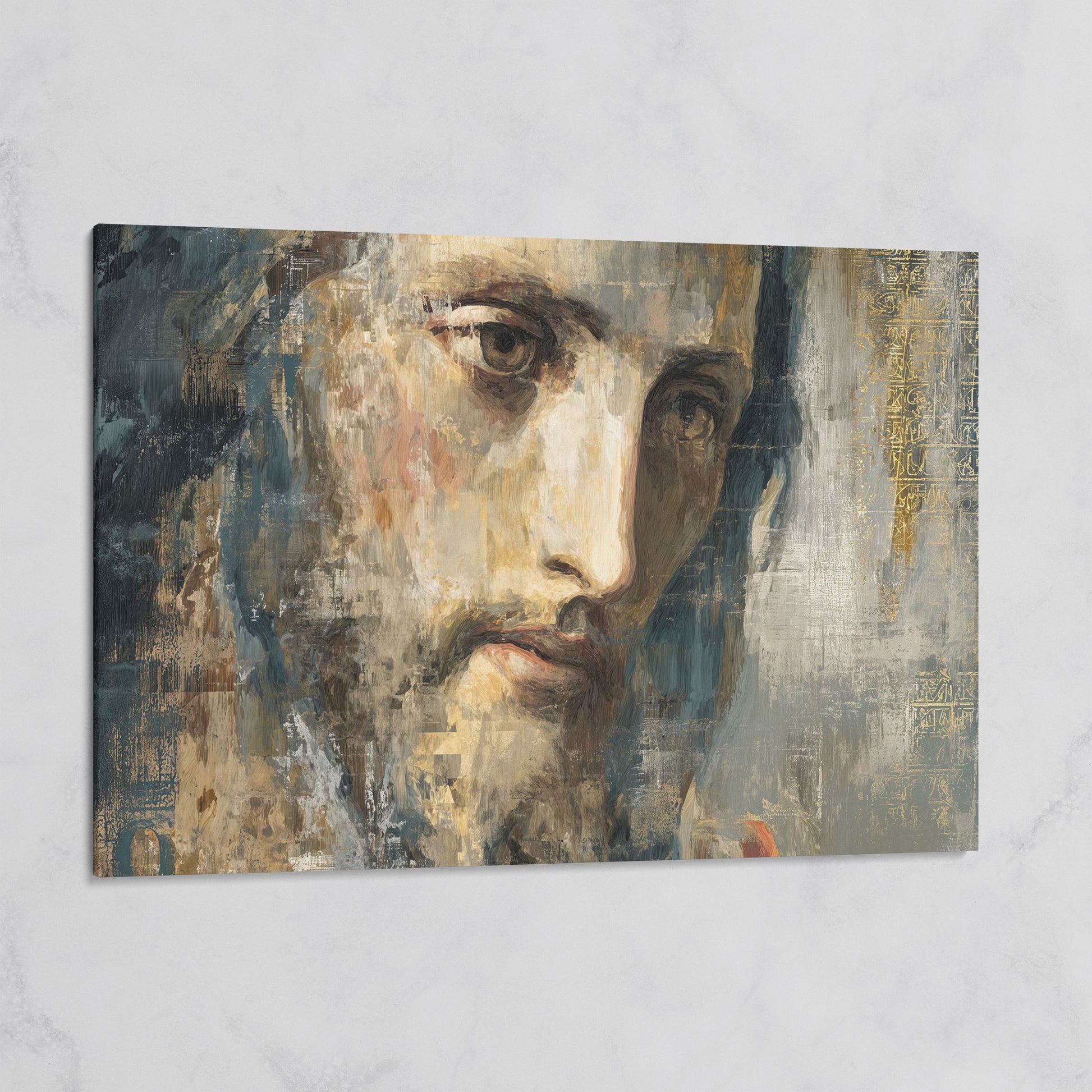 Face of Jesus Christ Canvas Art, Modern Religious Portrait on gallery wrap
