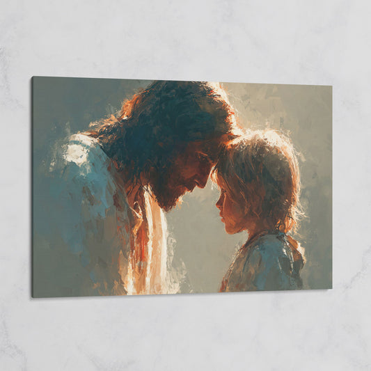 Jesus and Child Canvas Art, Tender Moment Wall Print on gallery wrap