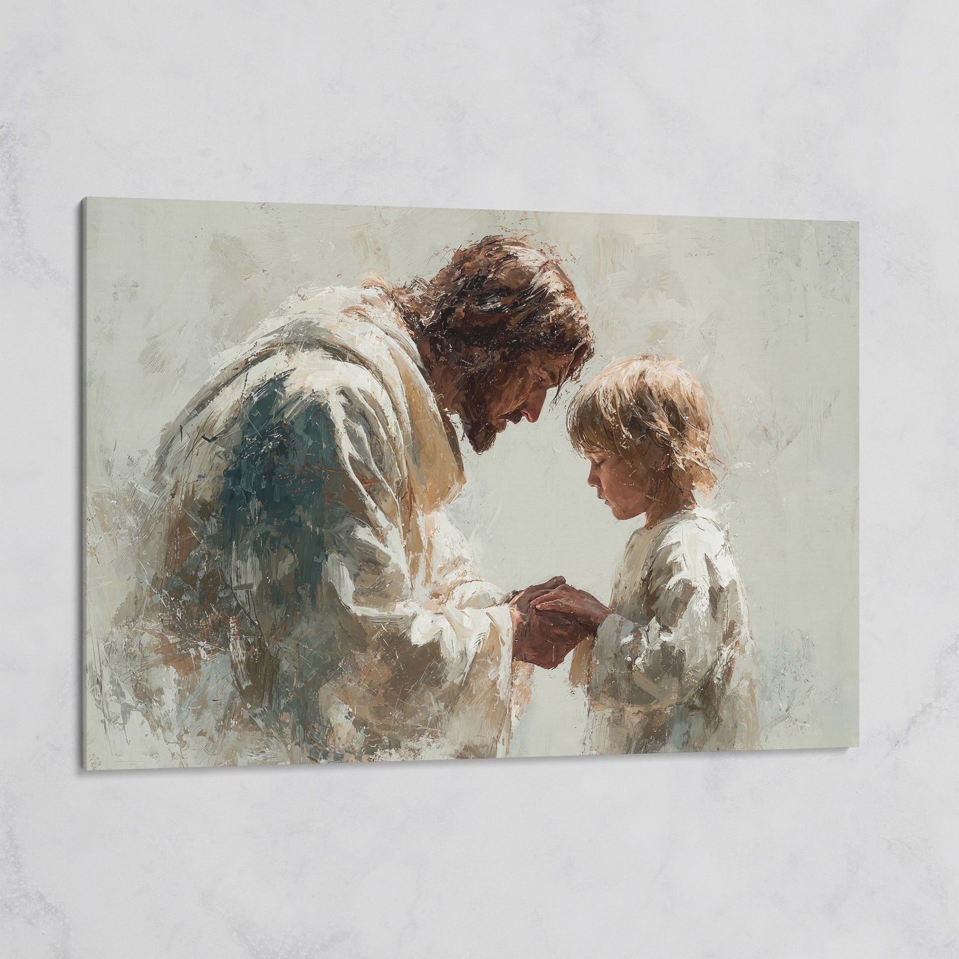 Jesus Blessing a Child, Christian Canvas Wall Art on gallery wrap