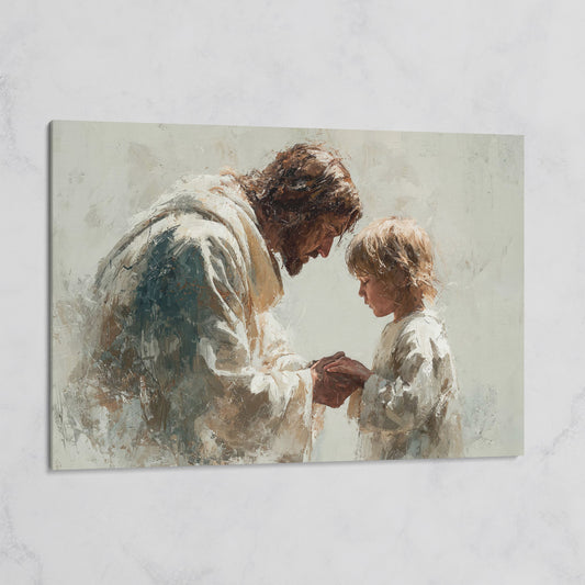 Jesus Blessing a Child, Christian Canvas Wall Art on gallery wrap