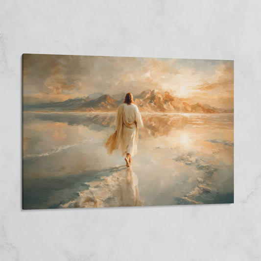 Jesus Walking on Water Canvas Art, Large Christian Wall Print on gallery wrap