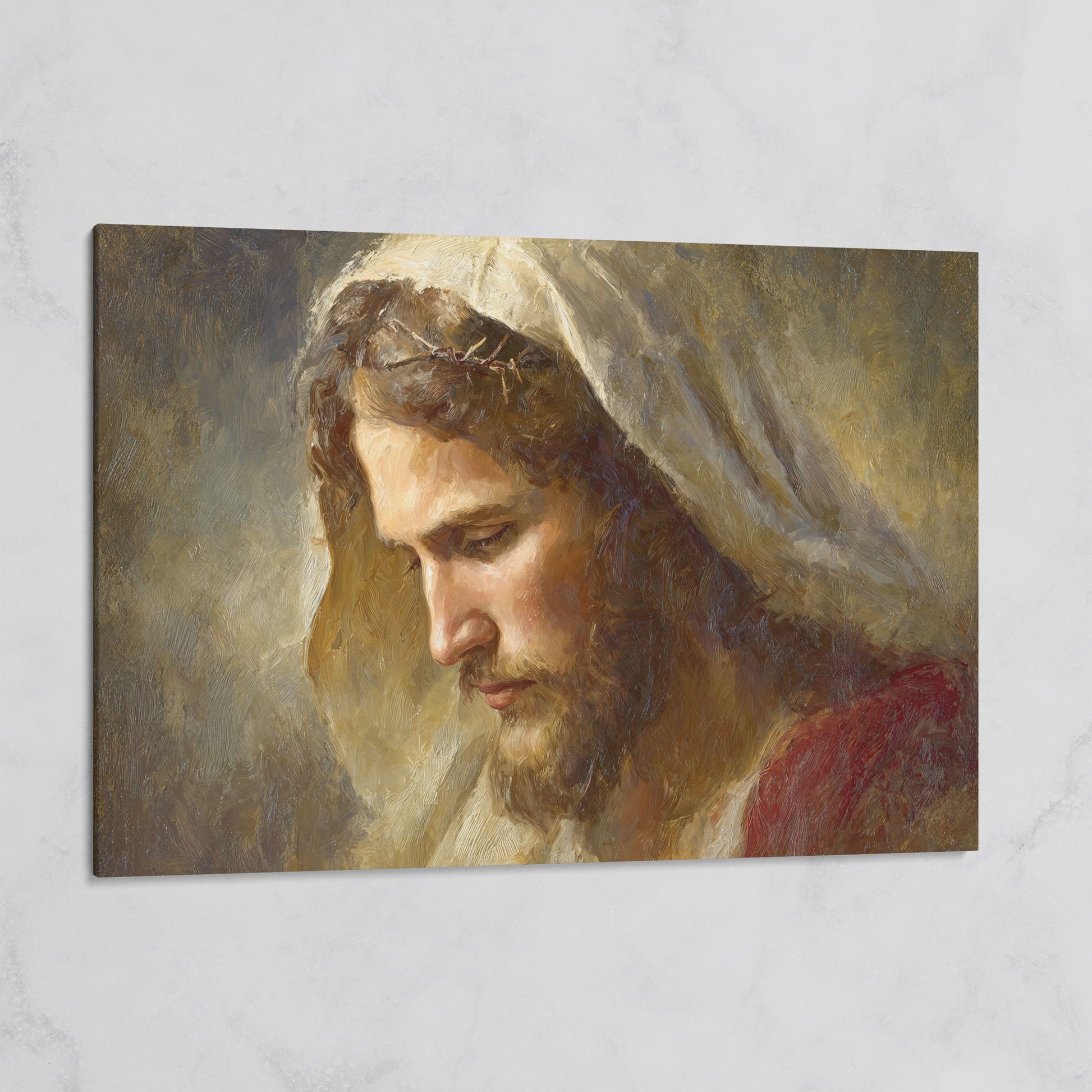 Face of Jesus, Crown of Thorns. Canvas Wall Art Print on gallery wrap