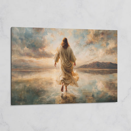 Jesus Walking on Water at Sunset, Canvas Wall Art on gallery wrap