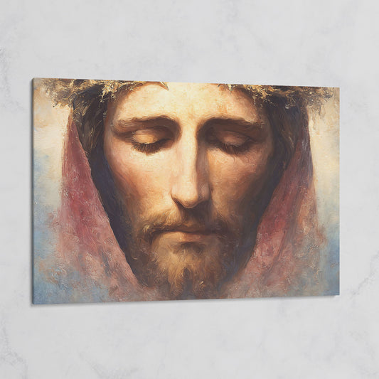 Crown of Thorns: Portrait of Jesus Canvas Wall Art on gallery wrap