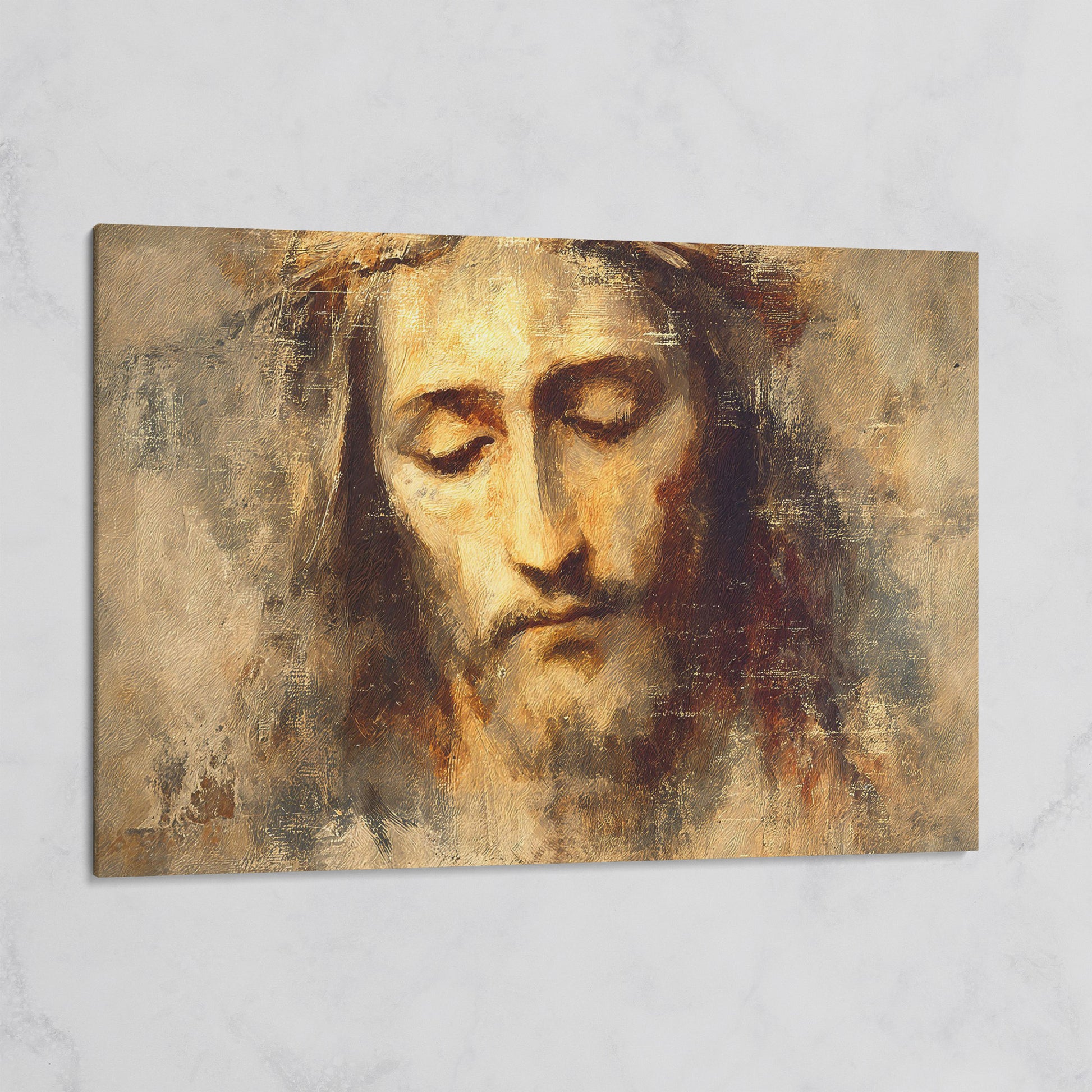 Jesus Christ with Crown of Thorns Canvas Wall Art on gallery wrap