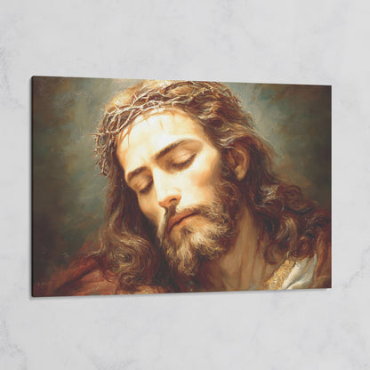 Holy Face of Jesus: Crown of Thorns Portrait Canvas Art on gallery wrap
