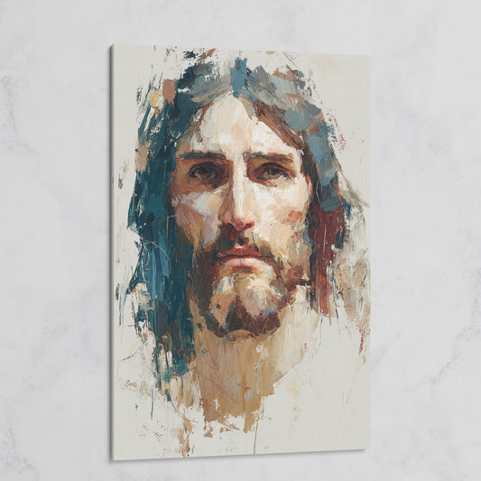 Face of Jesus Christ Canvas Art, Abstract Modern Portrait on gallery wrap