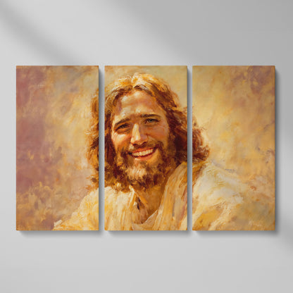 Portrait of Jesus Christ Canvas Wall Art as 3-panel split version