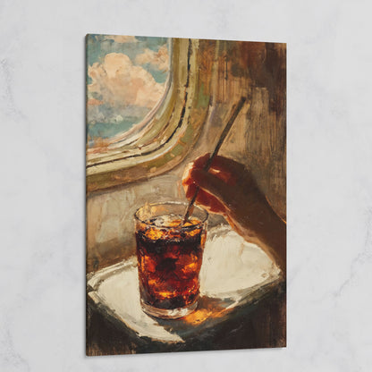 Dark Soda Over Ice, Open Window View. Cocktail Canvas Art on gallery wrap