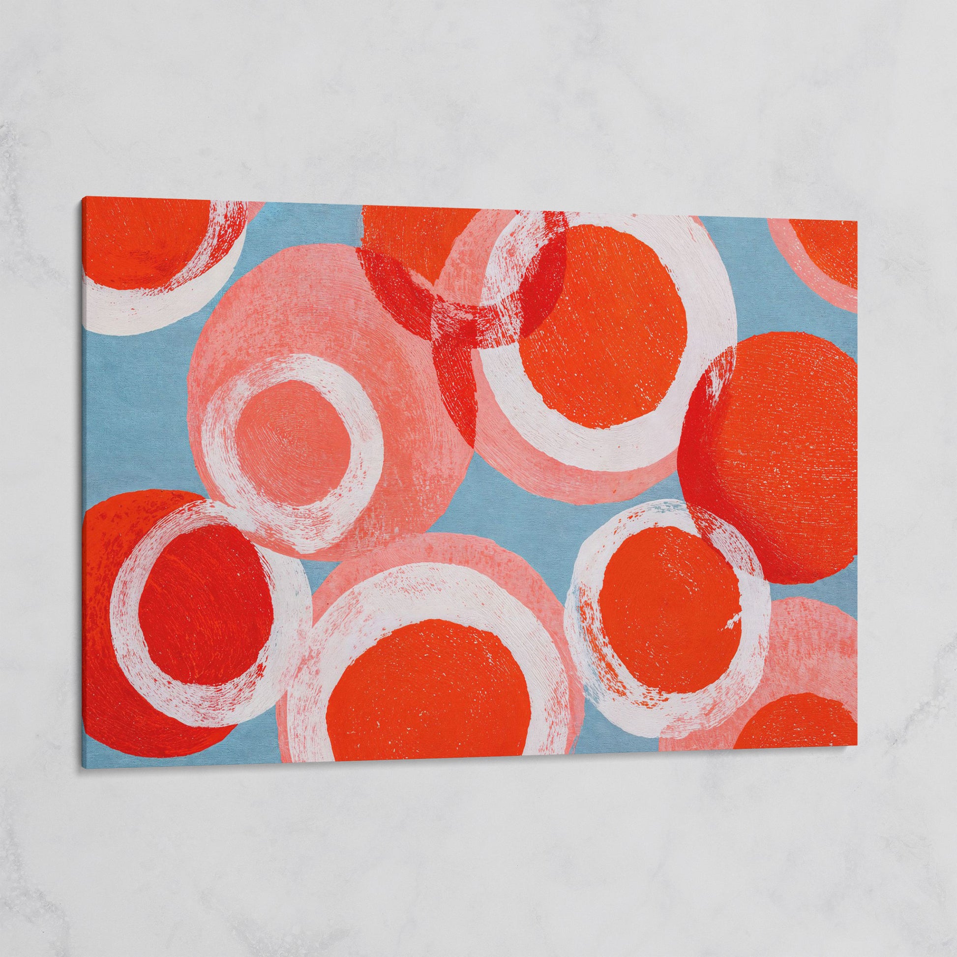 Bold Abstract Circles and Rings Canvas Wall Art on gallery wrap