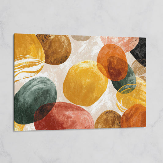 Terracotta Abstract Shapes Canvas Art, Japandi Earth Tone Wall Art on gallery wrap