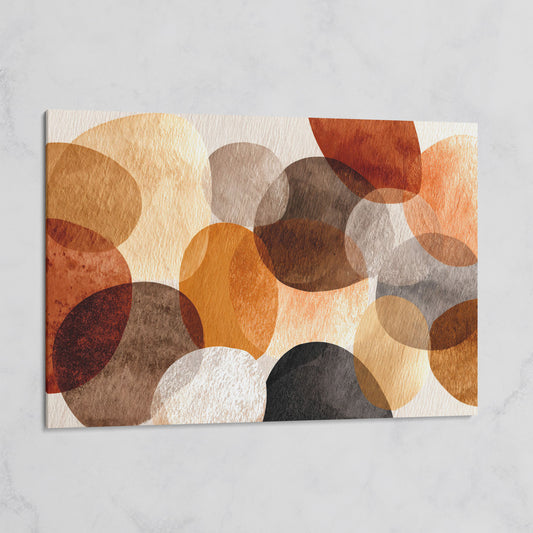 Terracotta and Grey Abstract Circles Canvas Wall Art on gallery wrap