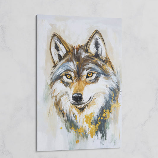 Wolf Portrait Canvas Art, Head and Chest Close-Up on gallery wrap