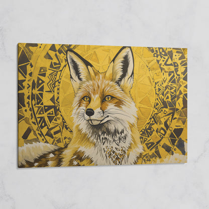 Fox Portrait with Geometric Halo Canvas Wall Art on gallery wrap