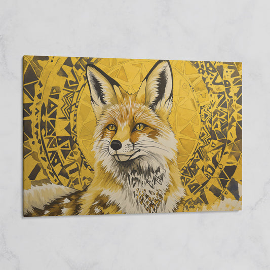 Fox Portrait with Geometric Halo Canvas Wall Art on gallery wrap