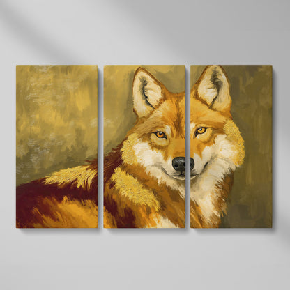 Close-Up Fox Portrait Canvas Wall Art as 3-panel split version