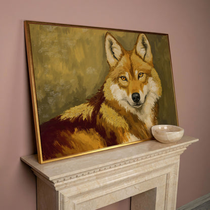 Close-Up Fox Portrait Canvas Wall Art in rose gold floating frame