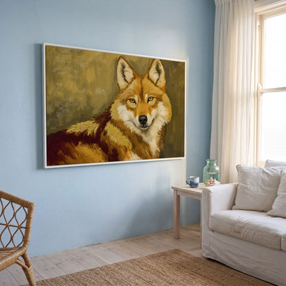 Close-Up Fox Portrait Canvas Wall Art in white floating frame