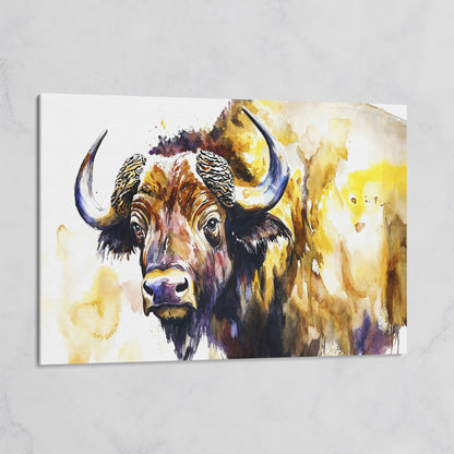 American Bison Portrait Canvas Wall Art on gallery wrap