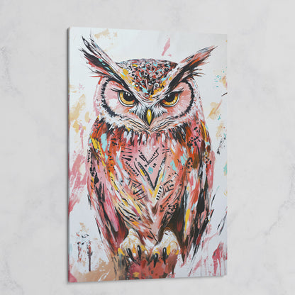 Perched Owl Portrait Canvas Wall Art on gallery wrap