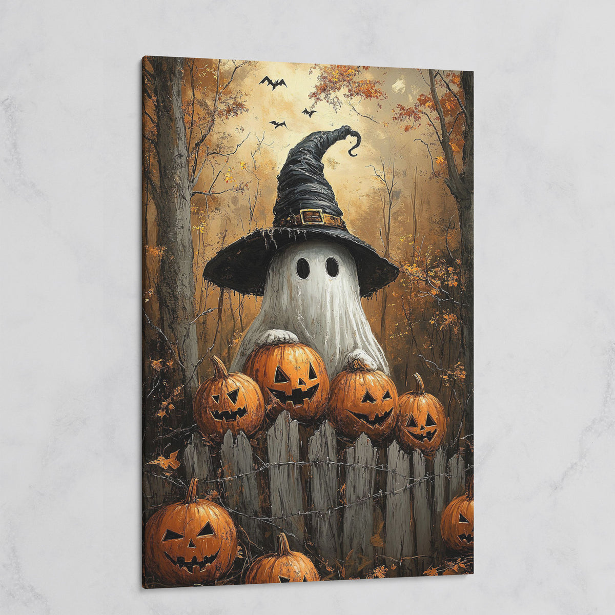 Ghost Wearing Witch Hat Canvas on gallery wrap