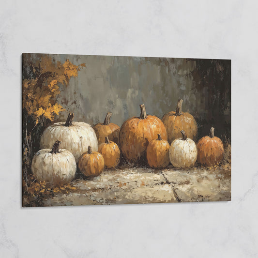 Rustic Pumpkins Still Life Canvas on gallery wrap