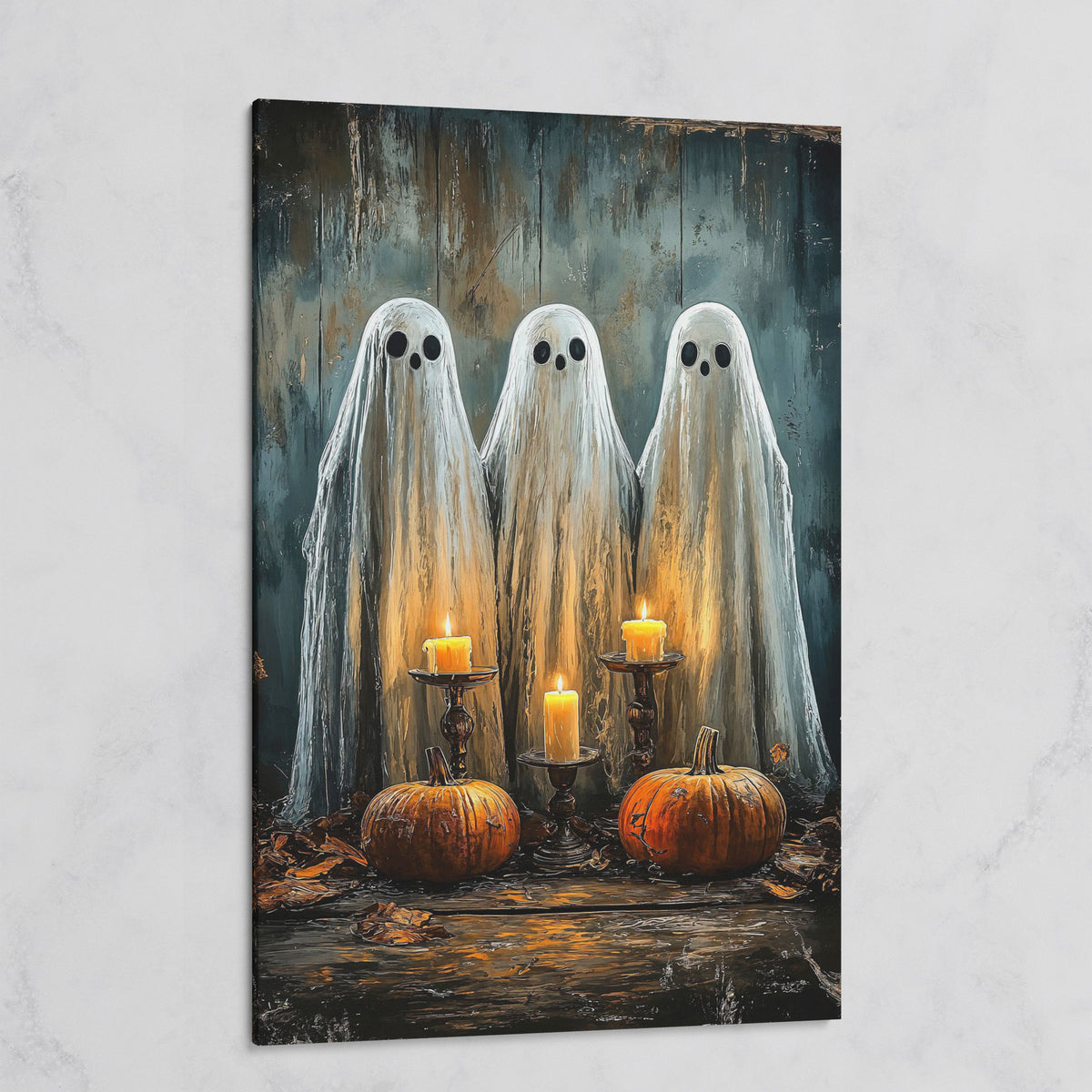 Spooky Ghosts with Candles Canvas Print on gallery wrap