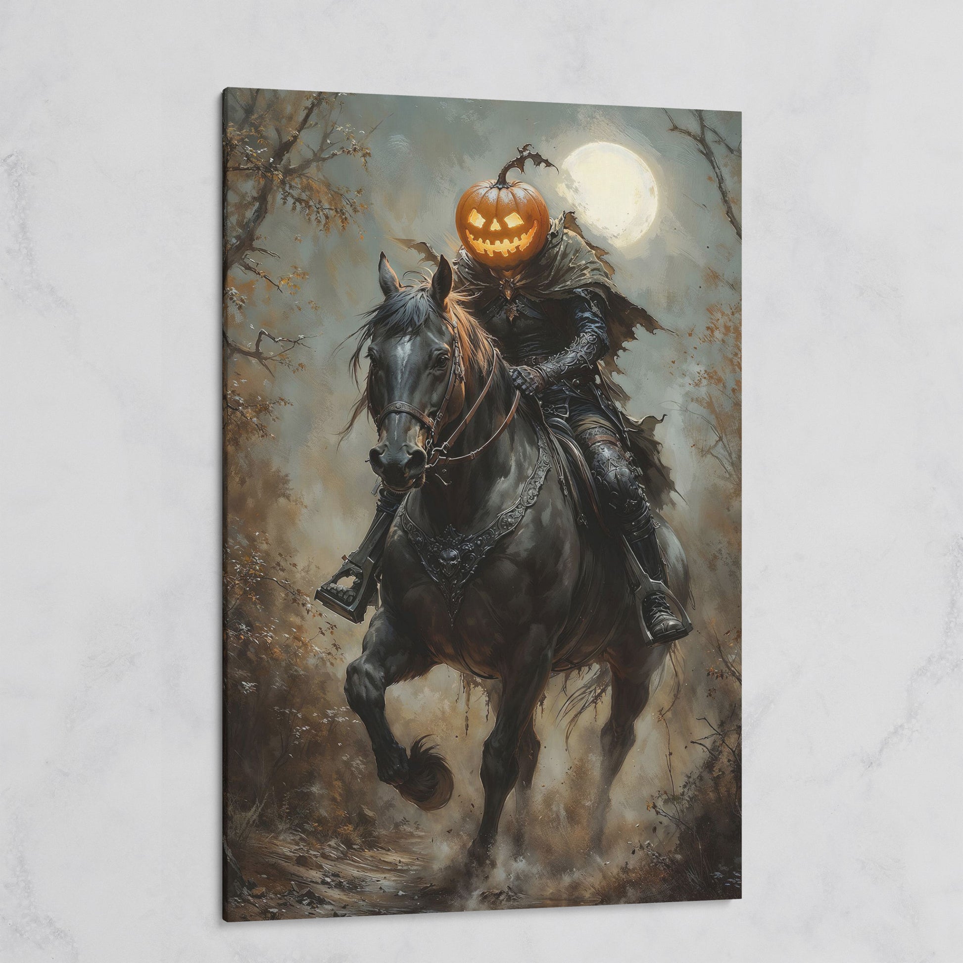 Headless Horseman Pumpkin Rider Canvas on gallery wrap