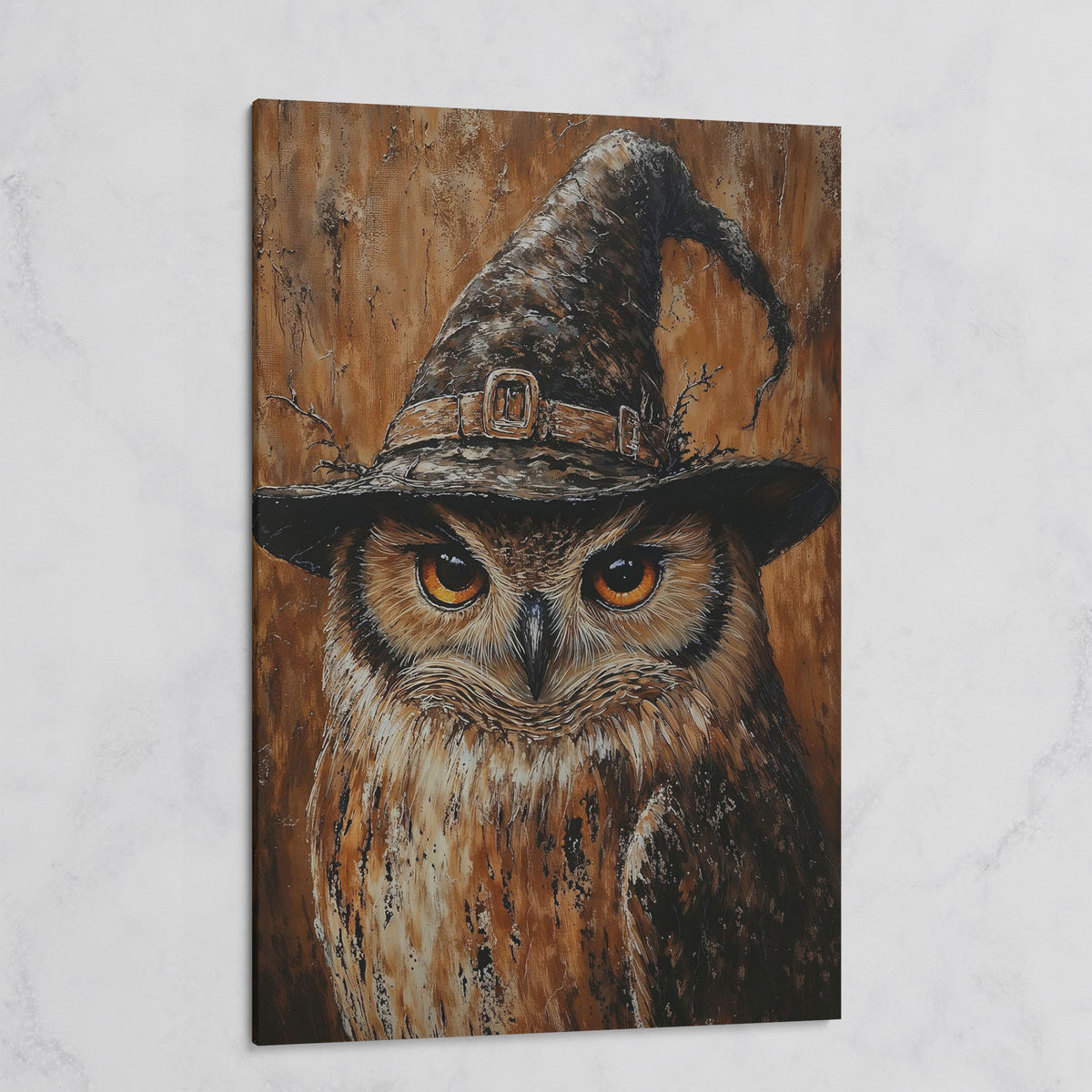 Owl in Wizard Hat Canvas Print on gallery wrap