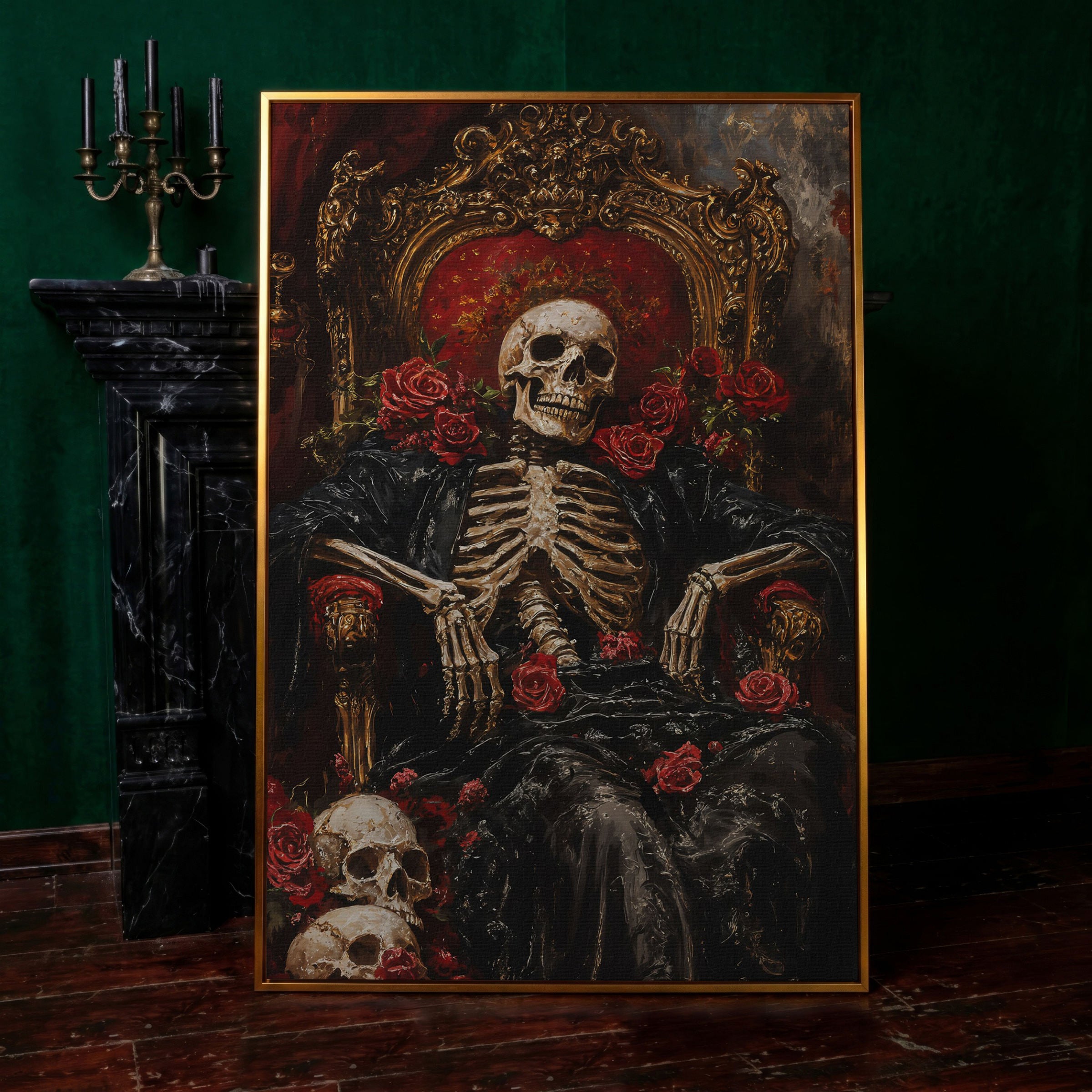 Gothic Skeleton Throne Canvas Wall Art – LuxeCanvasArt