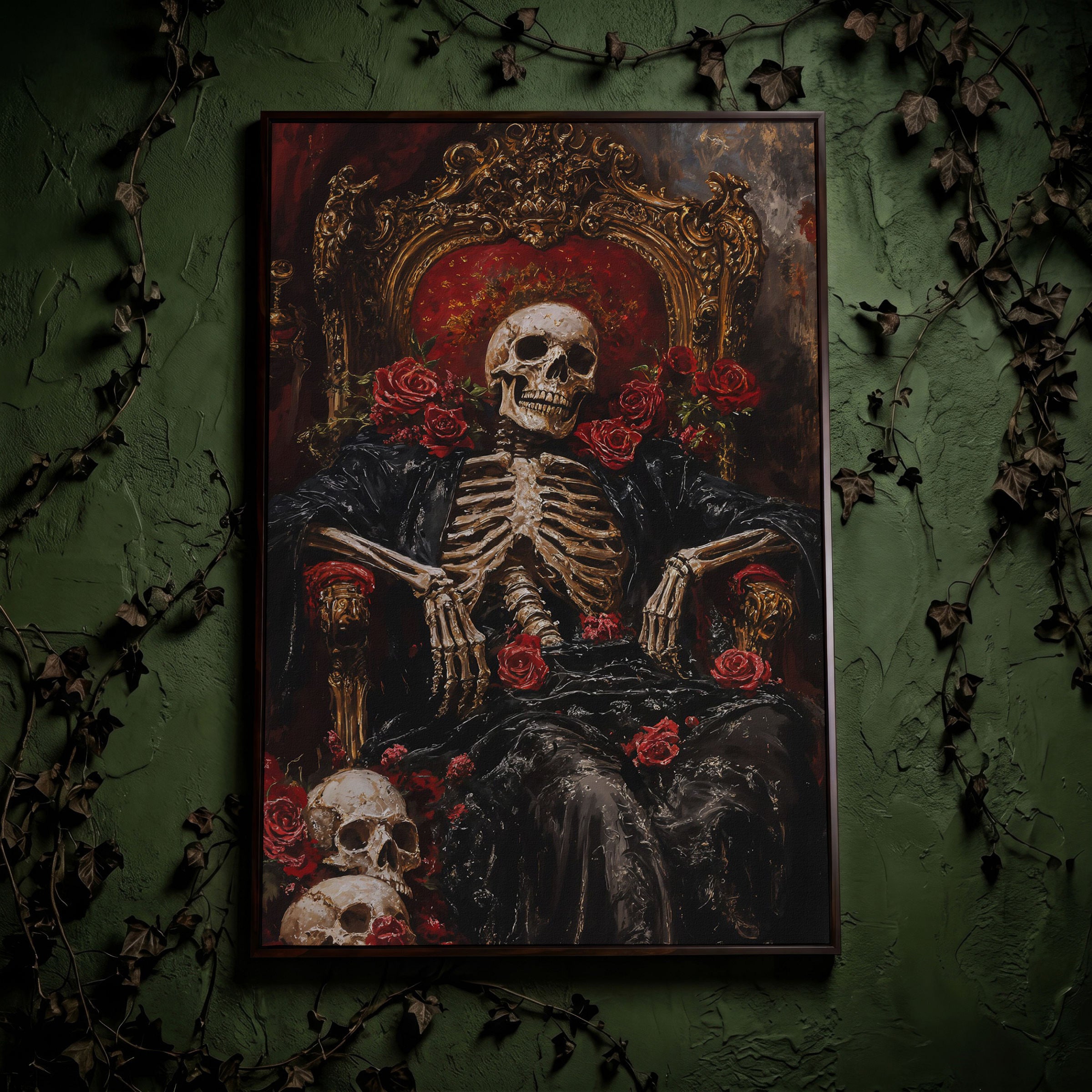 Gothic Skeleton Throne Canvas Wall Art – LuxeCanvasArt