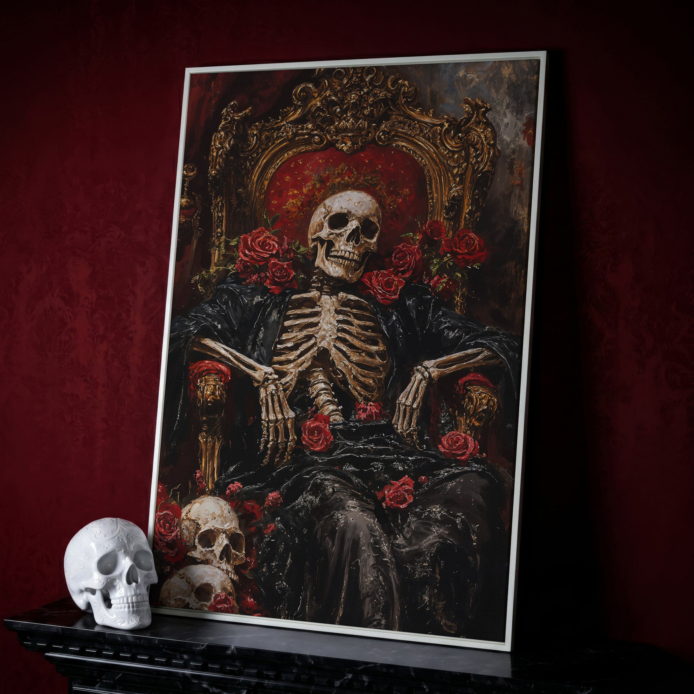 Gothic Skeleton Throne Canvas Wall Art – LuxeCanvasArt