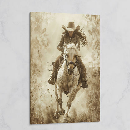 Dynamic Cowgirl Rider Canvas Print on gallery wrap