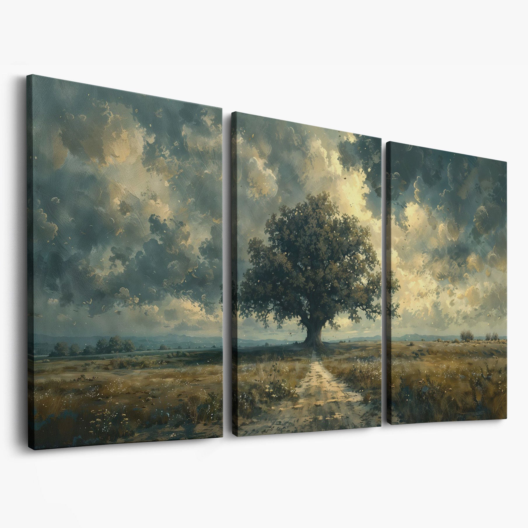 Tree of Life Wilderness Canvas as 3-panel split version