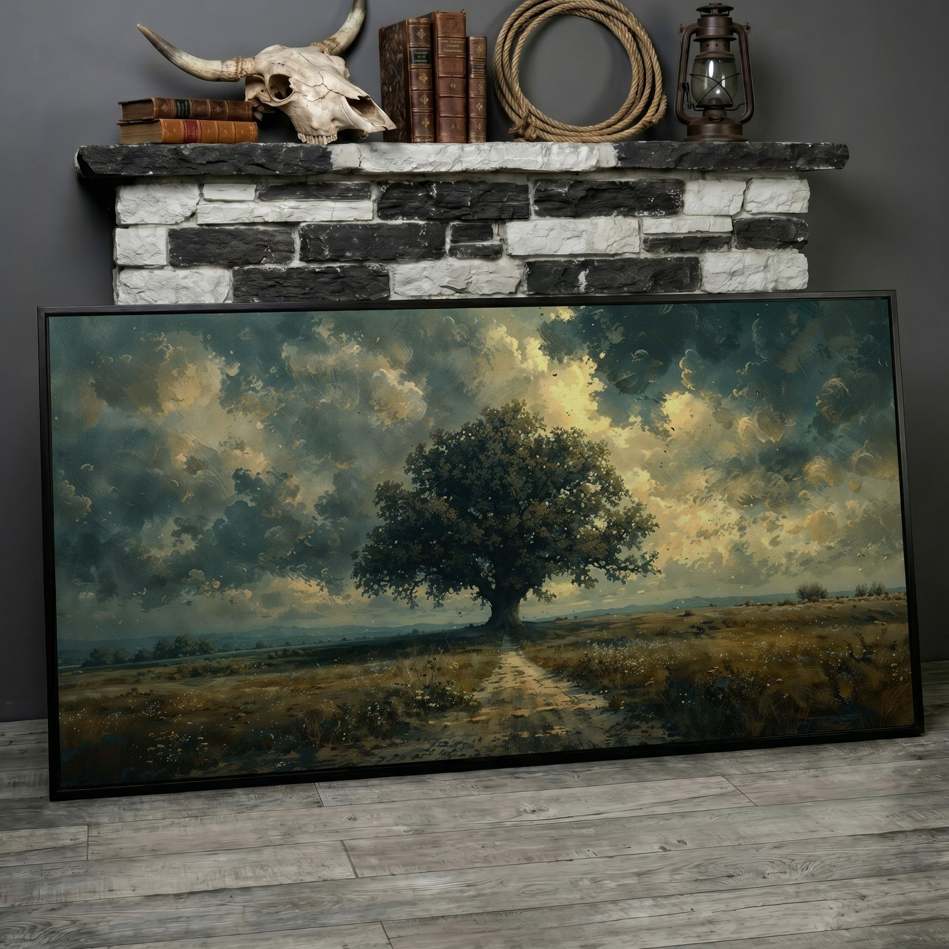 Tree of Life Wilderness Canvas in black floating frame