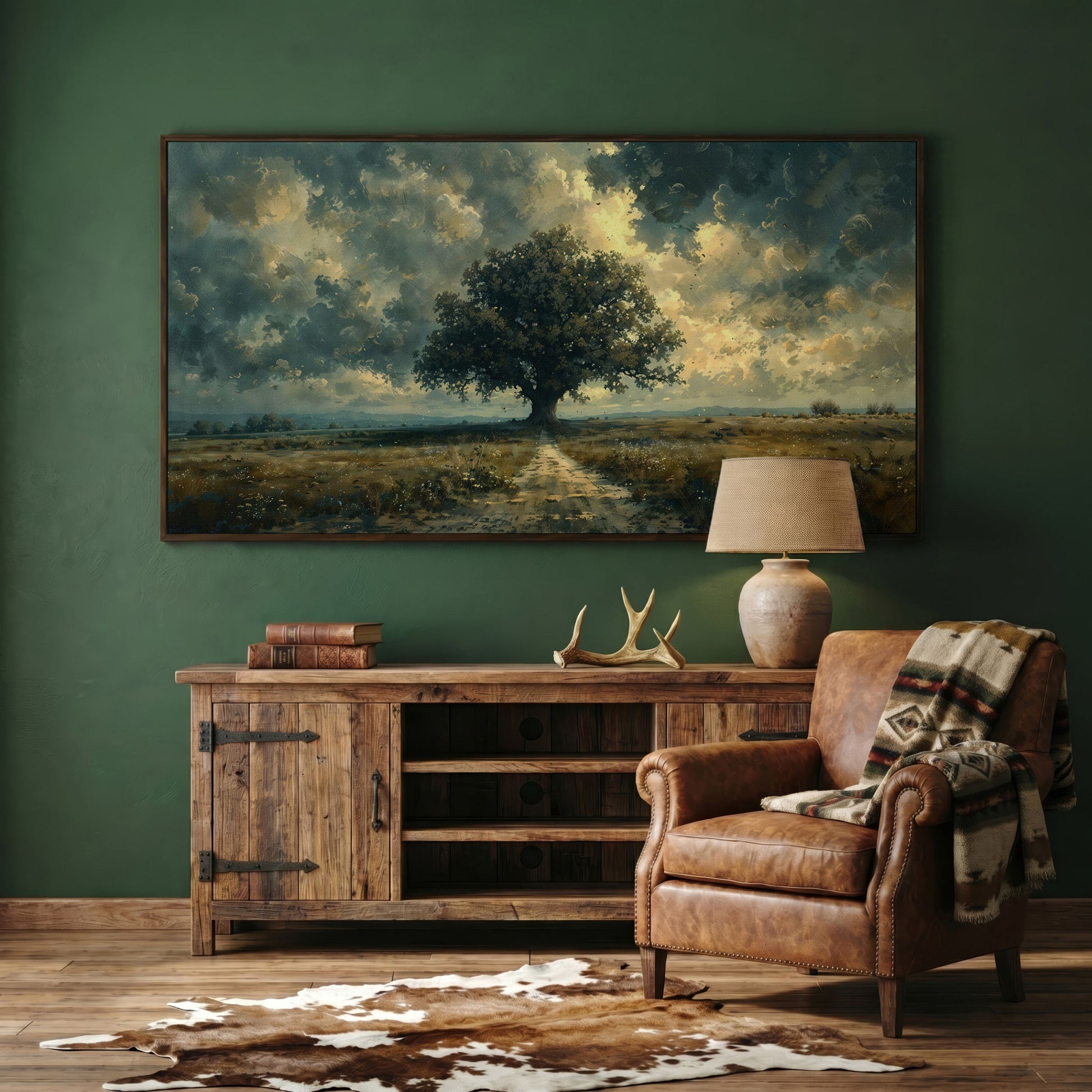 Tree of Life Wilderness Canvas in dark walnut floating frame