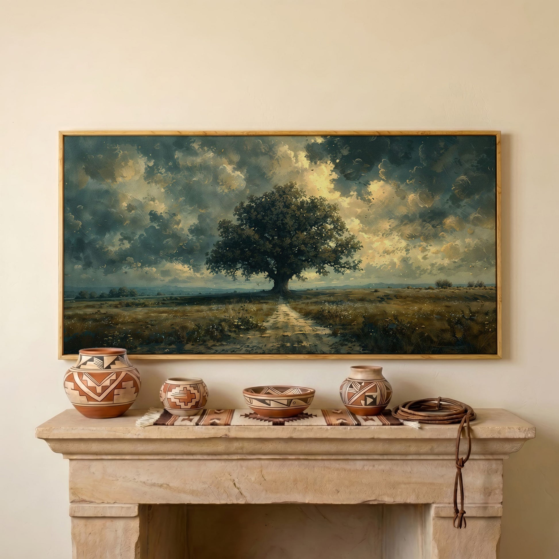 Tree of Life Wilderness Canvas in white oak floating frame