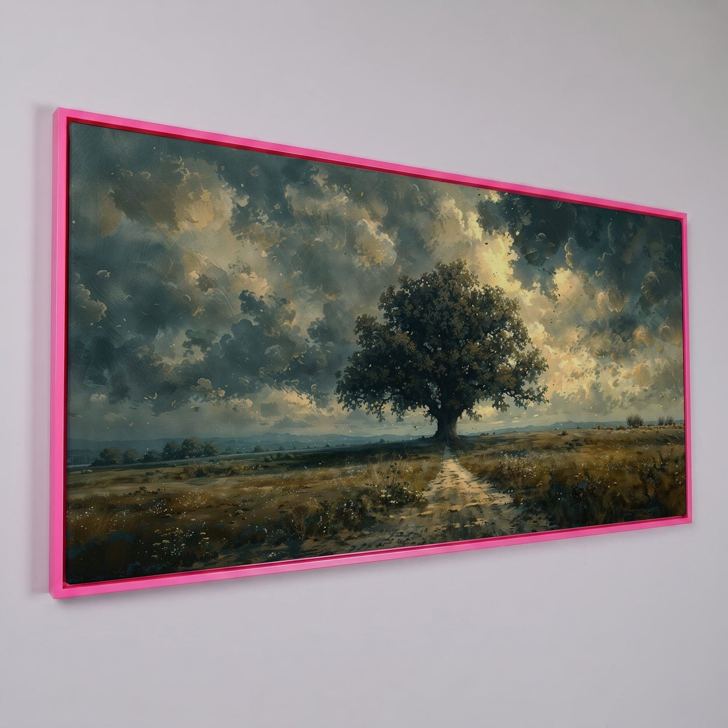 Tree of Life Wilderness Canvas in pink floating frame