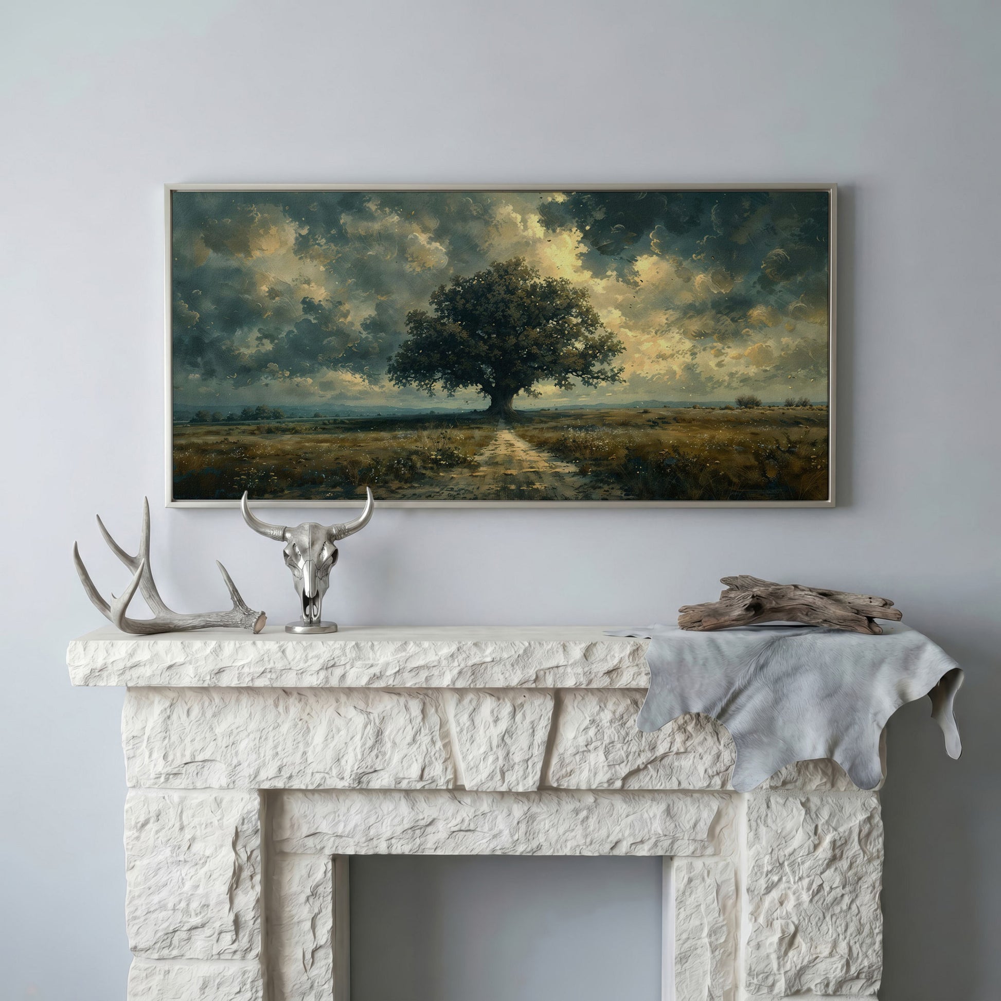 Tree of Life Wilderness Canvas in silver floating frame