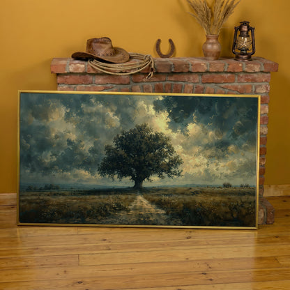 Tree of Life Wilderness Canvas in yellow gold floating frame