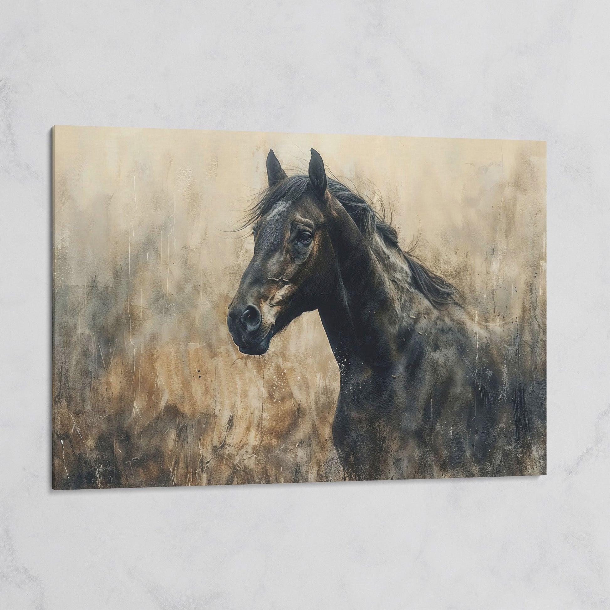 Wild Horse in Profile Canvas Art on gallery wrap