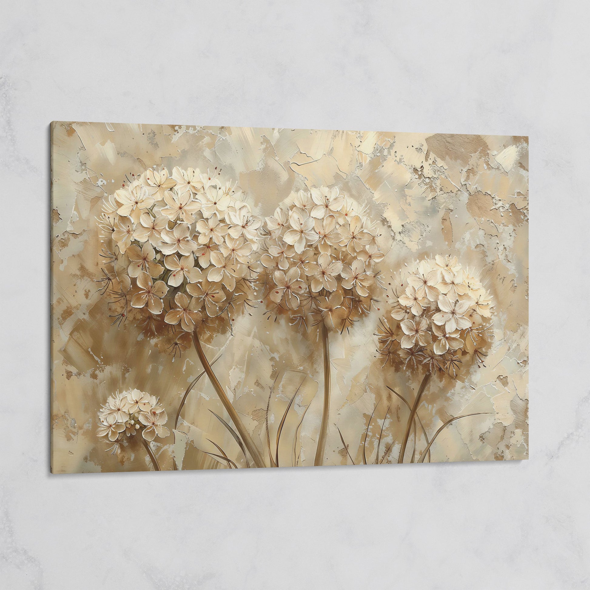 Hydrangea Arrangement Canvas Wall Art, Large Floral Painting on gallery wrap