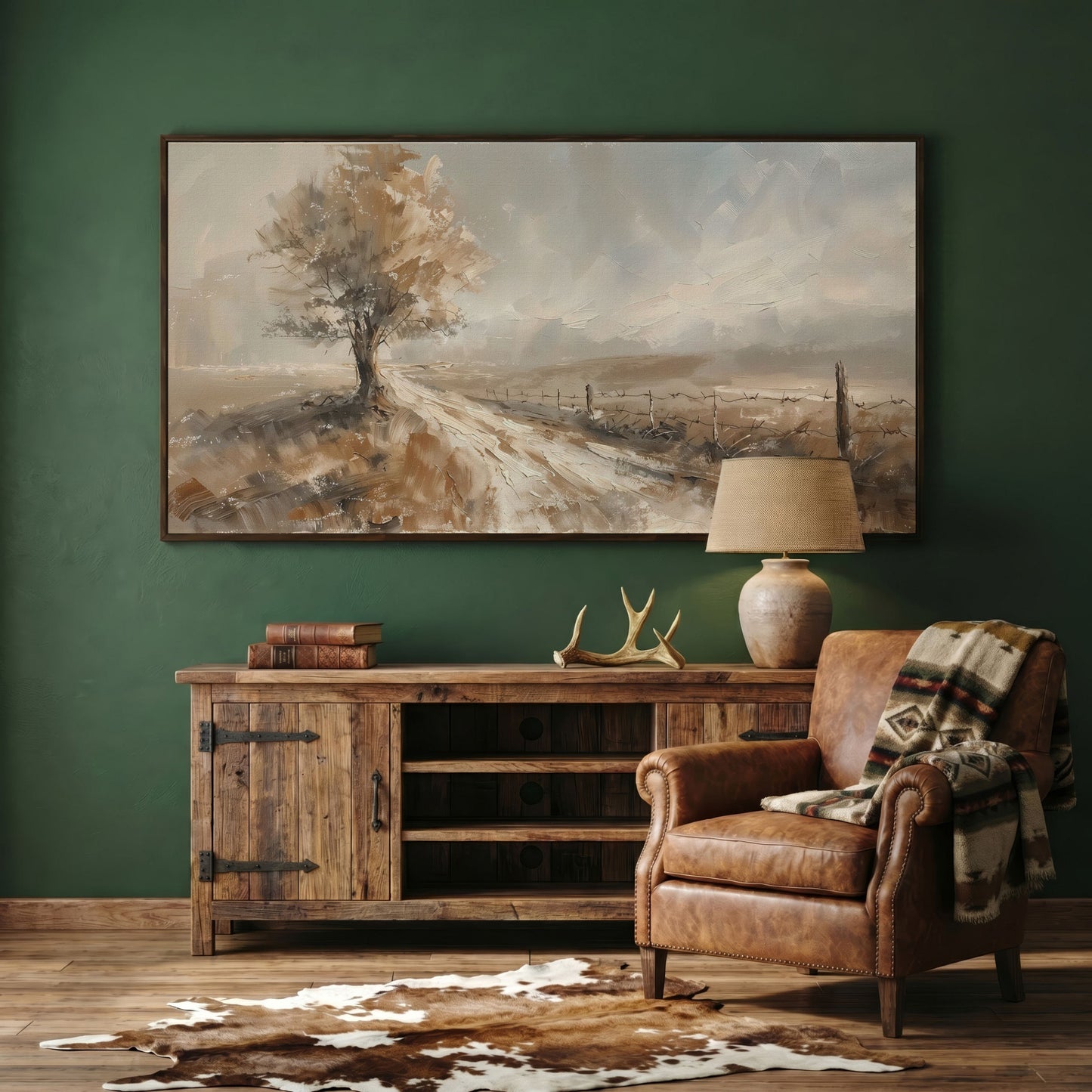 Tree of Life with Country Road Canvas in dark walnut floating frame