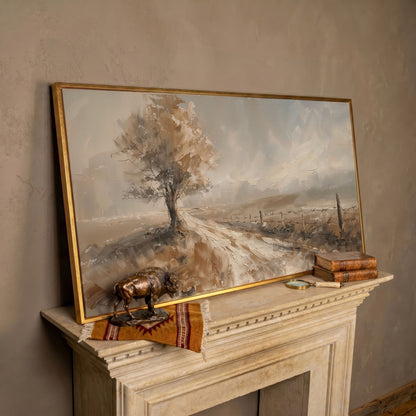 Tree of Life with Country Road Canvas in rose gold floating frame
