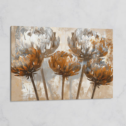 Abstract Floral Canvas Print in Brown & White on gallery wrap